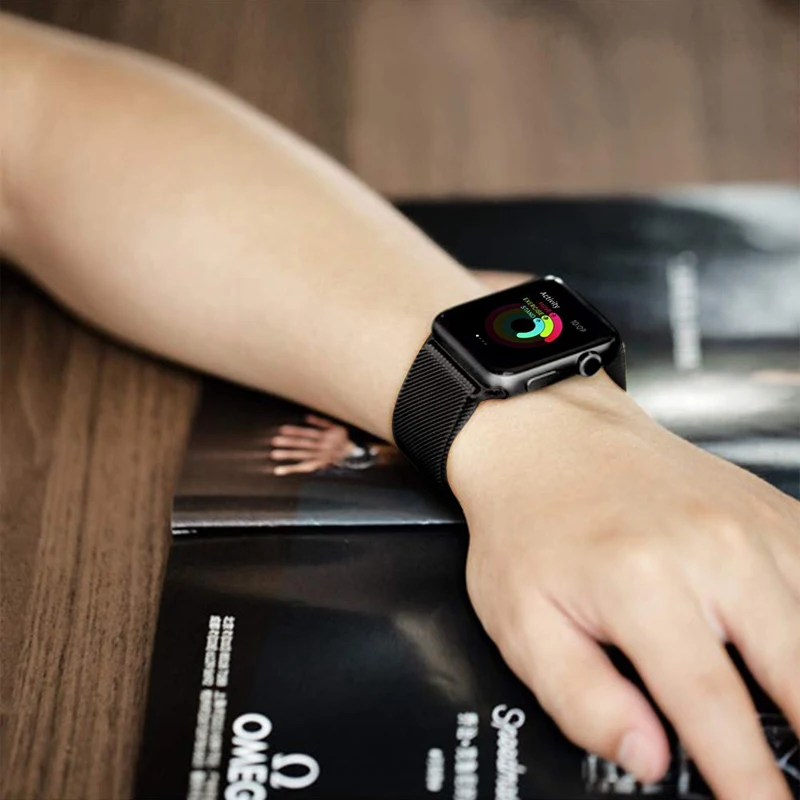 Миланский сетчатый ремешок для apple watch, ремешок 42 мм, 38 мм, версия apple watch ремешок 4 5 44 мм 40 мм наручных часов iwatch, 5/4/3/2/1 браслет ремешок для часов из нержавеющей стали