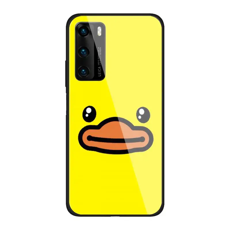 

Lovely Yellow B Duck Phone Case Glass Fundas For Huawei P20 P30 Lite Mate 9 10 20 Pro Nova 3i 5 3E Cover Accessories