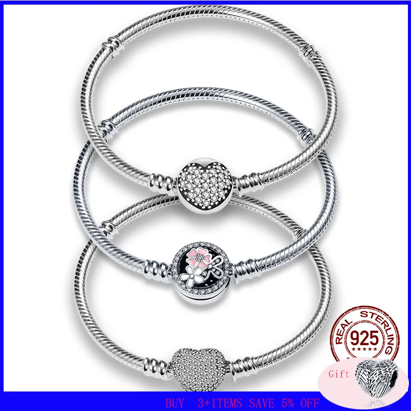 

CodeMonkey Hot Sale Classic Series 100% 925 Sterling Silver Heart Bracelet Fit Original Beads Charms DIY Jewelry Gift For Women