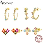 Женские квадратные серьги-кольца bamoer, серьги-гвоздики из стерлингового серебра 925 пробы, свадебные ювелирные изделия, Подарок на годовщину