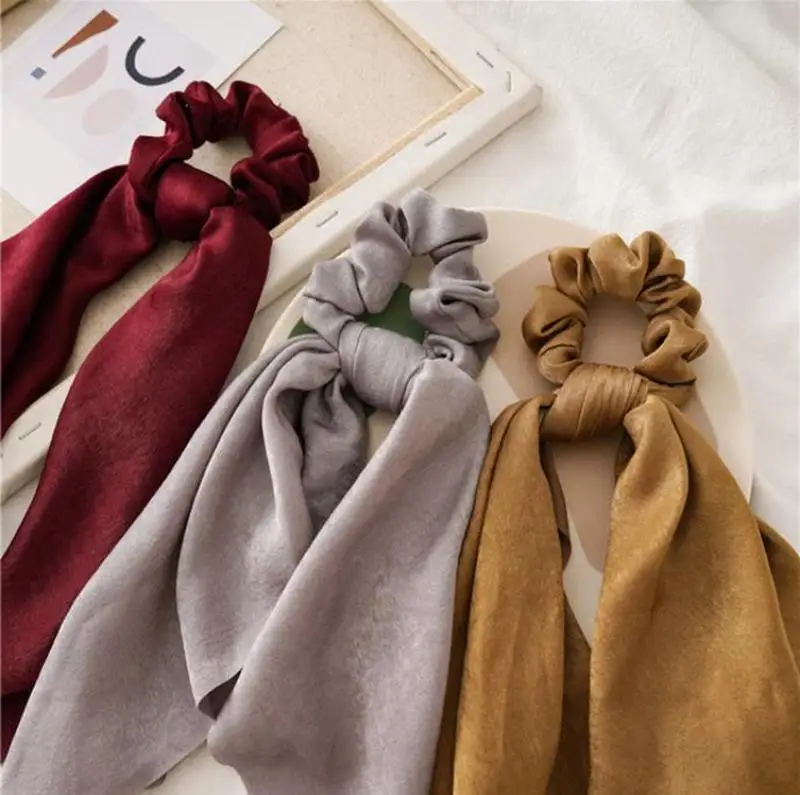 

Bowknot Hair Scarf Solid Ribbon Hairbands Elastic Scrunchies Headband Women Girl Ponytail Holder Hair Accessories Wholesale 7 Co