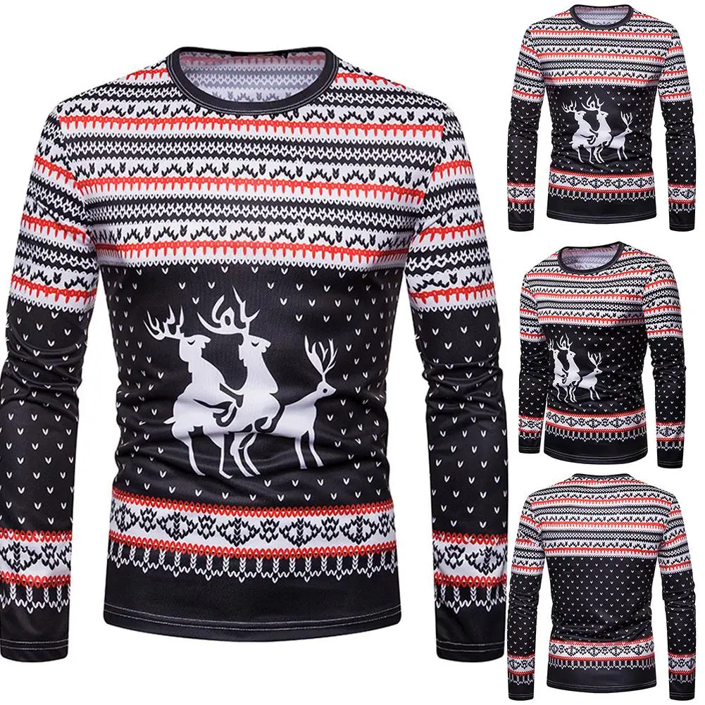 Рождественская модная мужская повседневная приталенная блуза из