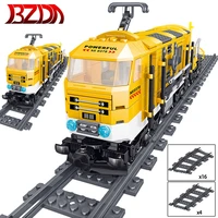 bzda city series power driven train building blocks rail train cargo with tracks model train toys bricks for children toys gifts