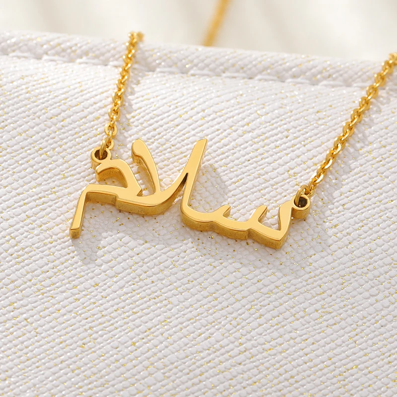 Stainless Steel Gold Silver Name Necklace for Women Custom Arabic Jewelry Arabe Necklaces Pendants collier bff Accessories Mujer | Украшения