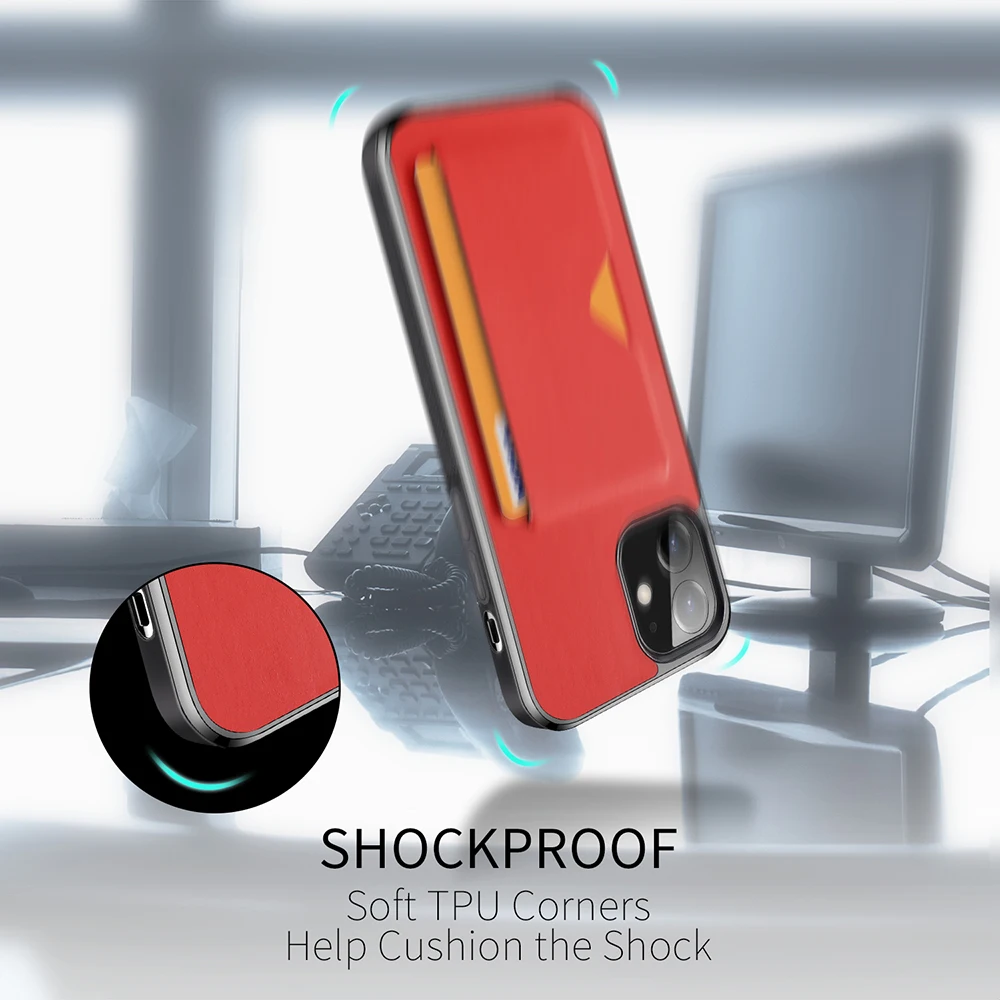 

For iPhone 12 12 Pro 6.1'' DUX DUCIS Pocard Series Slim Case Anti-Slip with Card Holder Anti-Fingerprint Shook-Proof Smoothly
