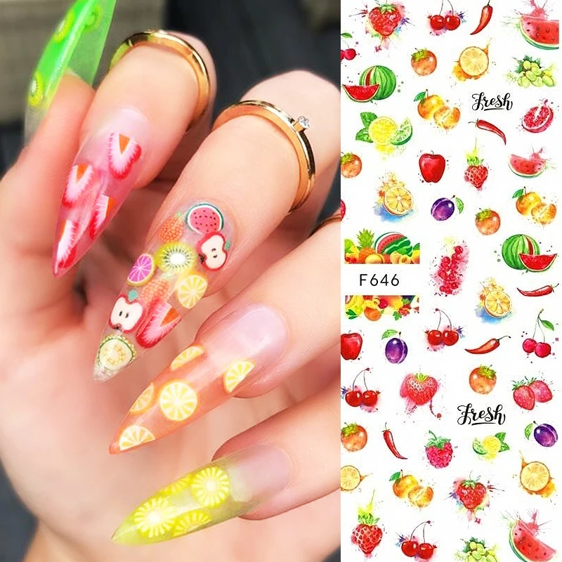 Наклейки для ногтей 3D серия фруктов Переводные милые наклейки украшения