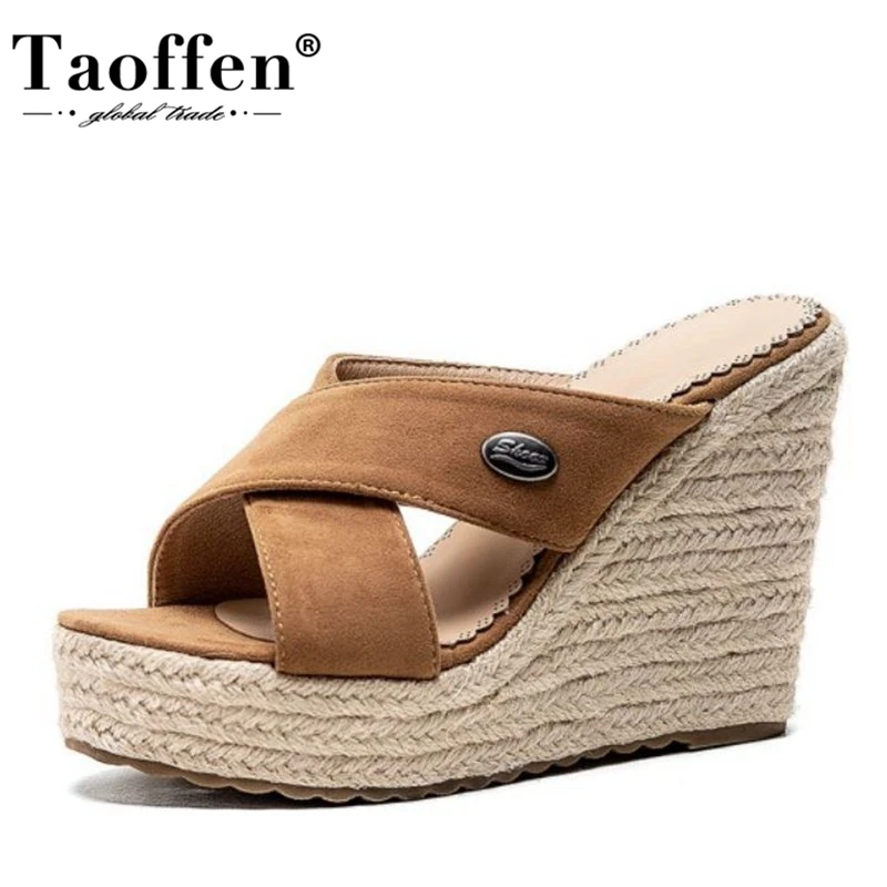 Женские повседневные уличные шлепанцы TAOFFEN однотонные сандалии размеров 34 43 на