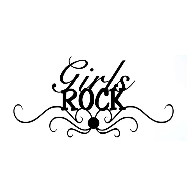 

14.8CM*7.6CM Fashion Text Girls Rock Vinyl Black/Silver Car Sticker