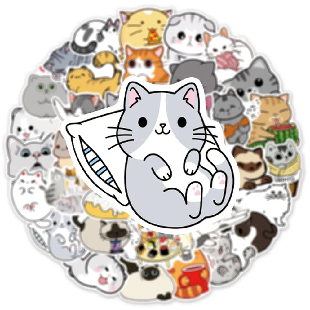 

10/30/50pcs Cute Cat Graffiti Stickers Aesthetic Cartoon Decals Scrapbook Diary Laptop Phone Waterproof Sticker for Kids Toy