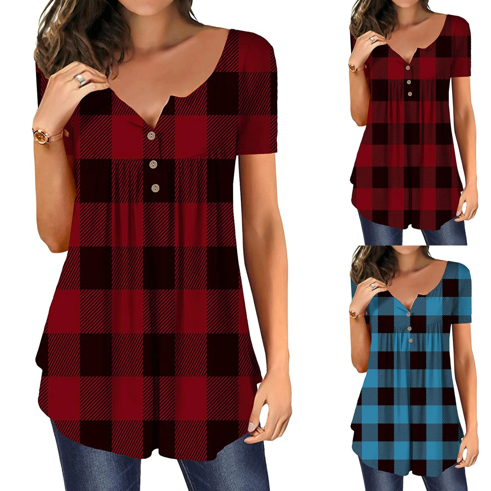 

Глубокий V образным вырезом модная Однотонная футболка с коротким рукавом для женщин пикантные размера плюс с О-образным вырезом на шее, пов...