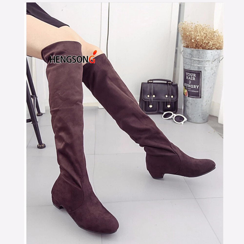 

Winter Women's High Boots Shoes 2020 Autumn Winter Flock Botas Feminina Thigh High Boots Women Over The Knee Boots Botas mujer