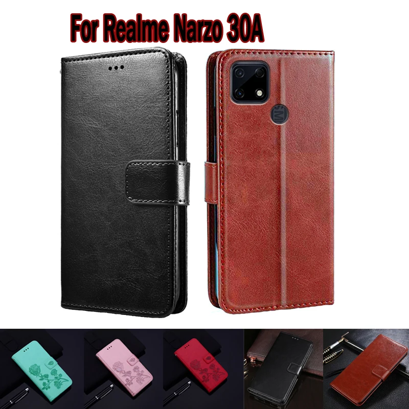 

Case For Realme Narzo 30A RMX3171 Cover Funda Phone Protective Shell Hoesje For Narzo 30A Case Flip Wallet Leather Book Capa Bag