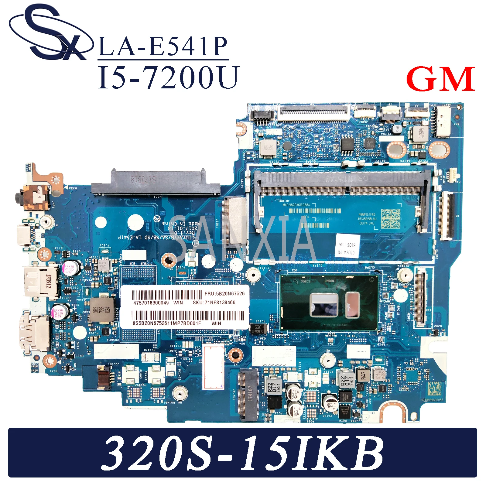 KEFU LA E541P материнская плата для ноутбука Lenovo 320S 15IKB FLEX5 1570 оригинальная I5 7200U GM|Платы