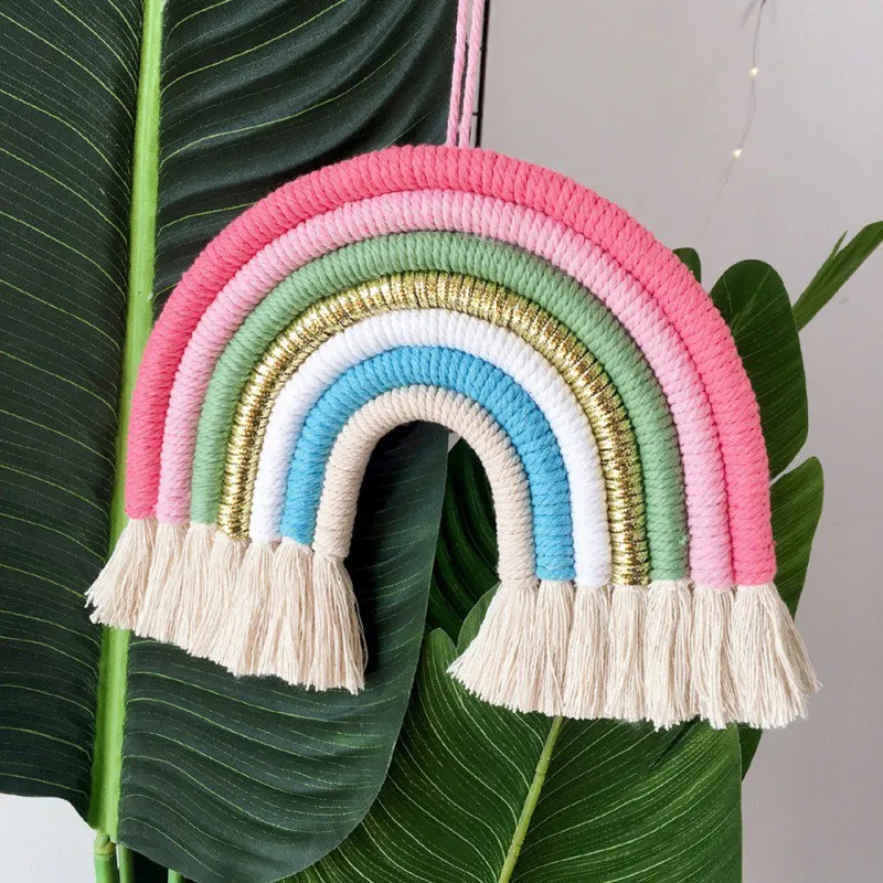 

Home Decoration Accessories Rainbow Handmade Weaving Ornament Nordic Fresh Simple Kid Room Wall Decoration Hanging