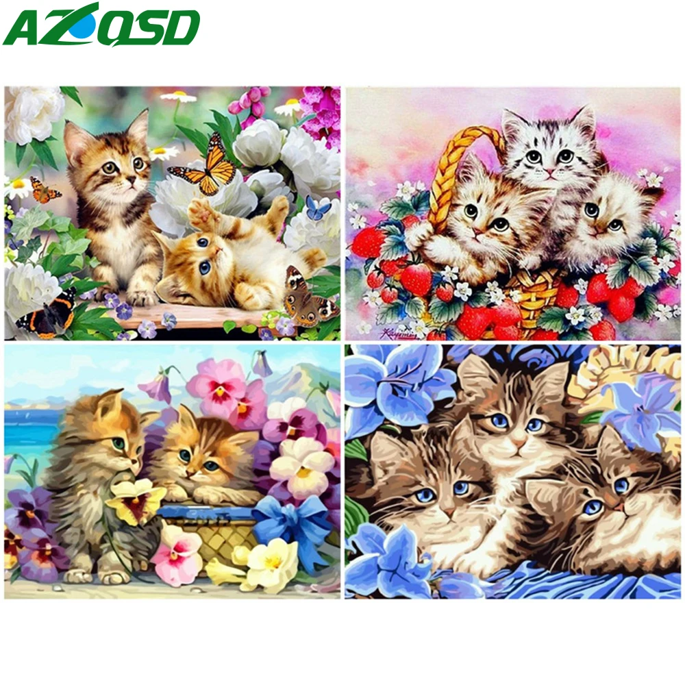 AZQSD DIY Краски Раскраска по номерам рисунок с котом на холсте маслом ing холст