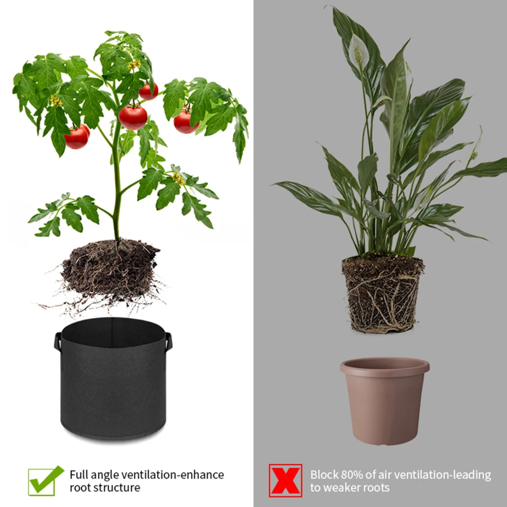 

Seedling Bag Fabric Pots Grow Bags Garden Veg Planter Repeatedly Use 5pcs 25 Gallon