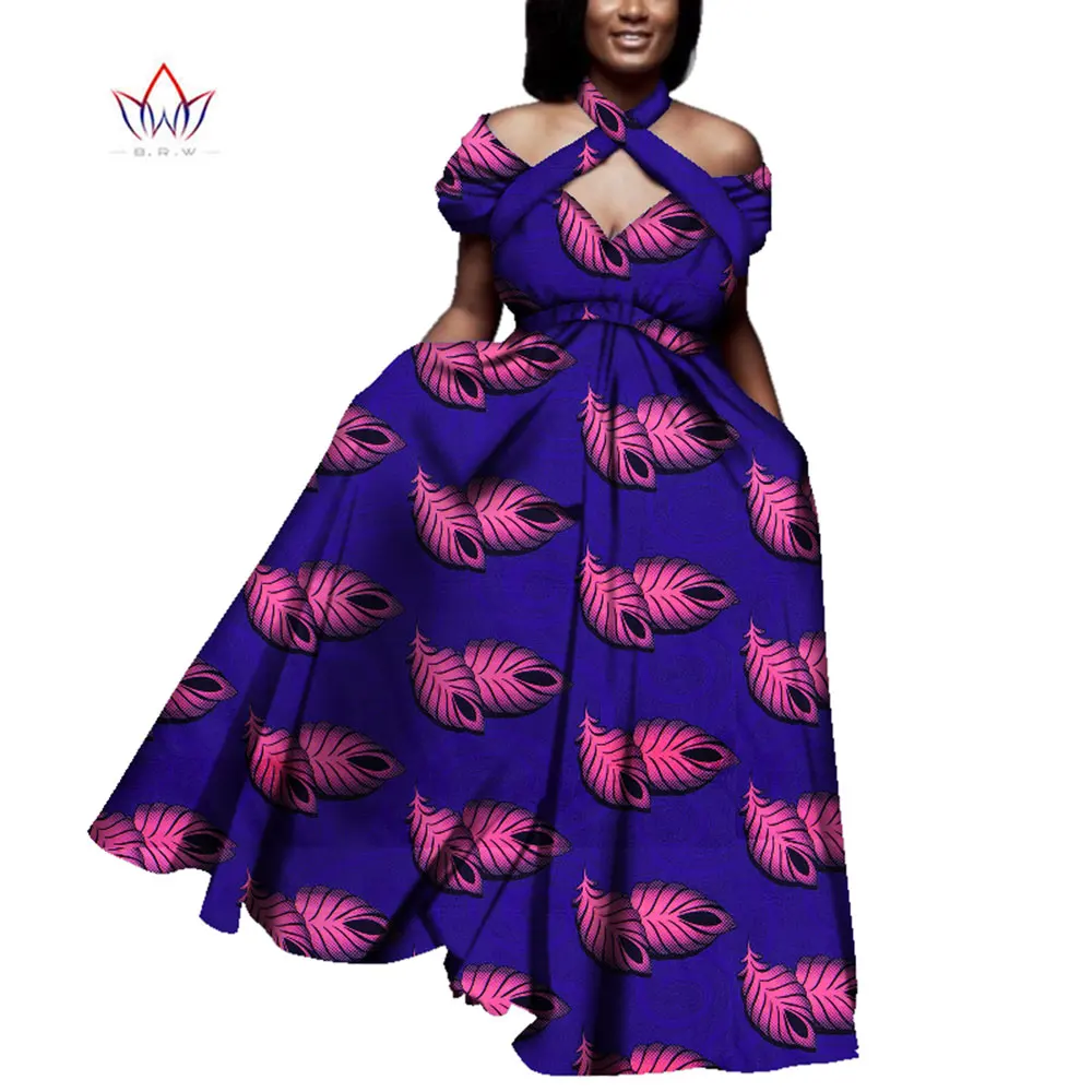 

Ladies African Clothes Summer Vintage Long Dress Dashiki African Bazin Dress African Print Dresses For Women Short Sleeve WY4013