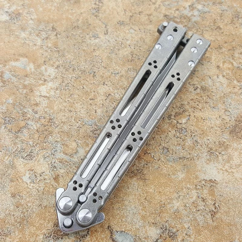 gray Standard HOM Basilisk нож для тренировки бабочка D2 лезвие титановая ручка втулка болт Jilt охотничий нож складной карманный нож - Цвет: gray Standard