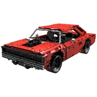 2021 new technology building blocks small particles moc dodge mustang 1968 car racing assembly toy model boy birthday gift