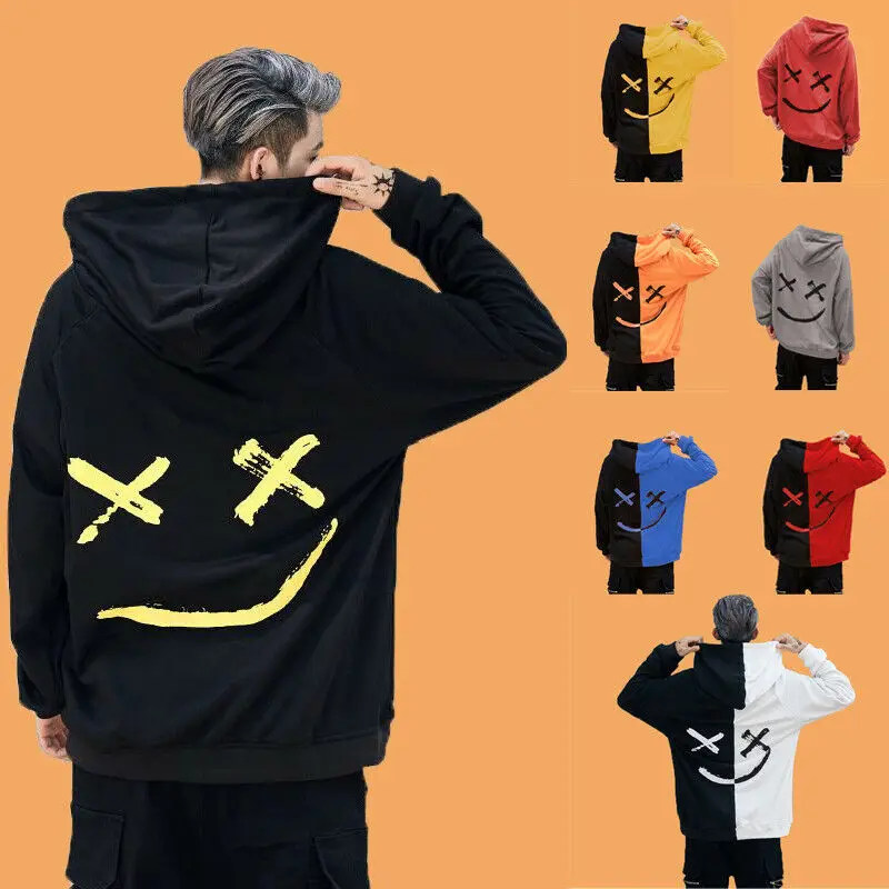 2019 новые мужские толстовки с принтом смайлика головные уборы толстовка