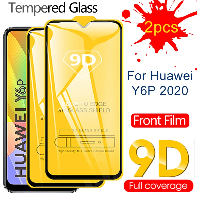 2 шт. 9D полное покрытие закаленное стекло для Huawei Y6P 2020 Y6 Y5 Pro Priem Lite 2018 2019 Защитная