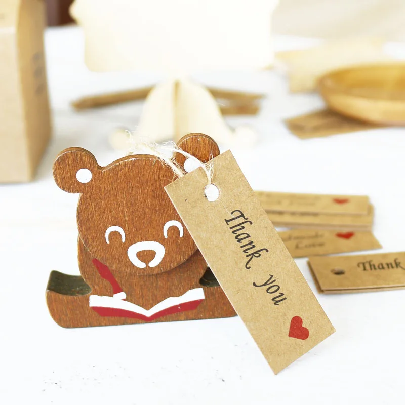 100 шт./лот ярлык из крафтовой бумаги с красным сердцем надпись Thank you ручной работы
