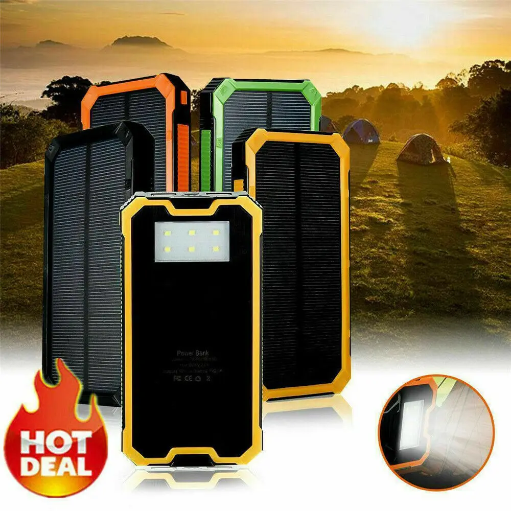 

2000000mAh Solar Power Bank Case Waterproof 2 USB LED Battery Portable Mobile Phone Charger Case For Xiaomi Samsung IPhone