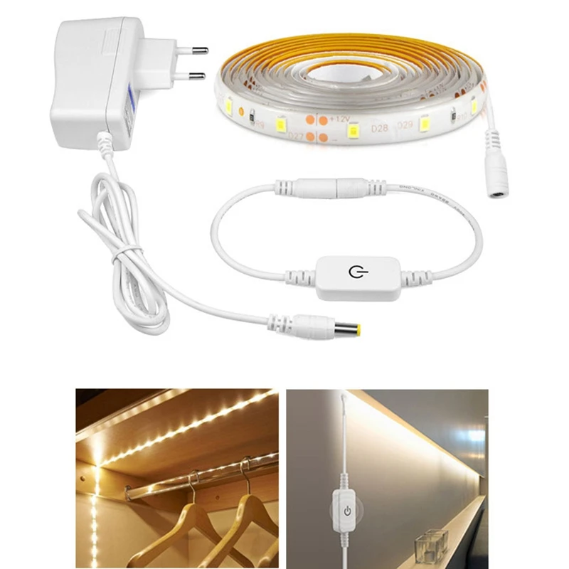 

Closet Touch Switch Dimmable LED Strip light Waterproof Diode Tape Adhesive Kitchen wardrobe LED Lamp Strips Cabinet Light