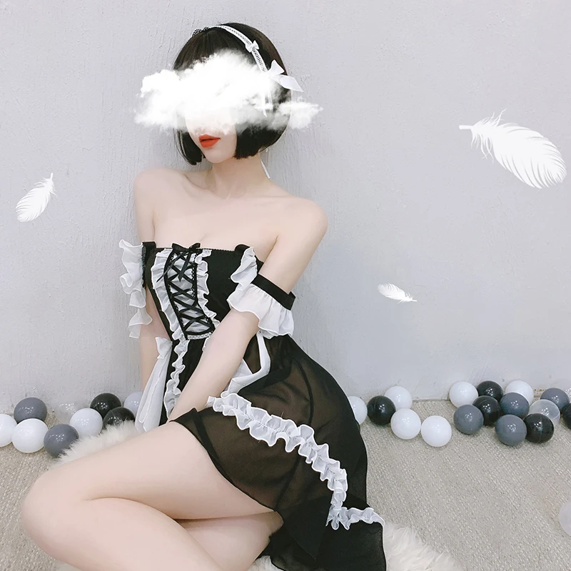 Женская кружевная ночная рубашка с бантом комплект нижнего белья Kawaii наряд