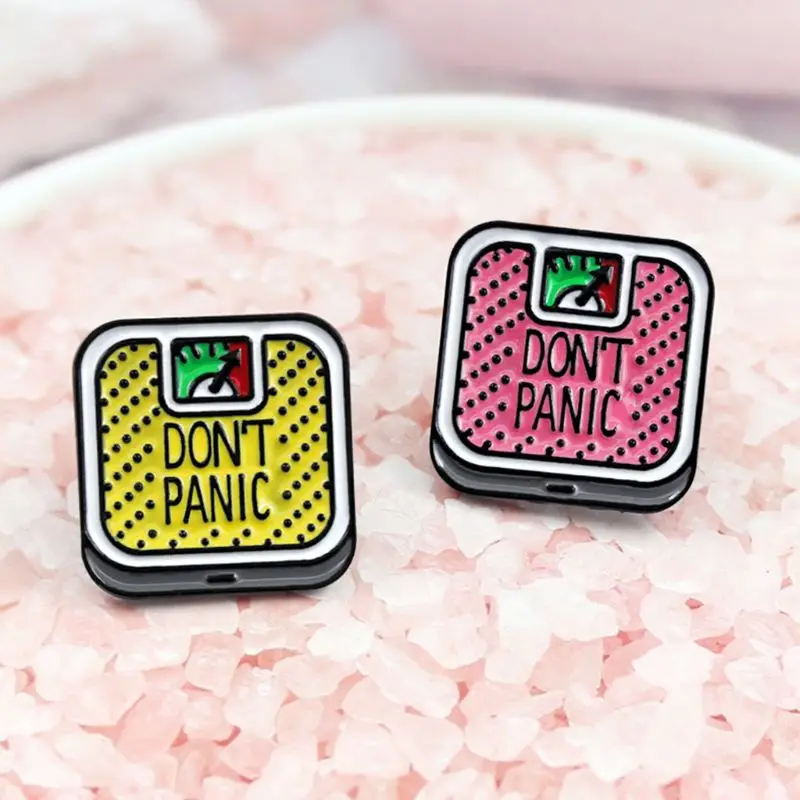Cartoon Cute Don't Panic Weighing Scale Alloy Brooch Mini Pins Badge Enamel Lapel Pin Dresses Hat Scarf Decor Accessory | Украшения и