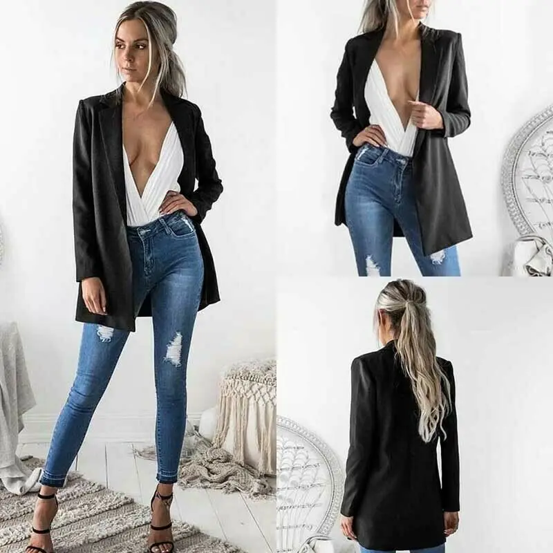 

Newest Fashion Women Ladies Suit Coat Business Blazer Long Sleeve Outwears Office Lady's Long Blazers Autumn Long Sleeve Blazer