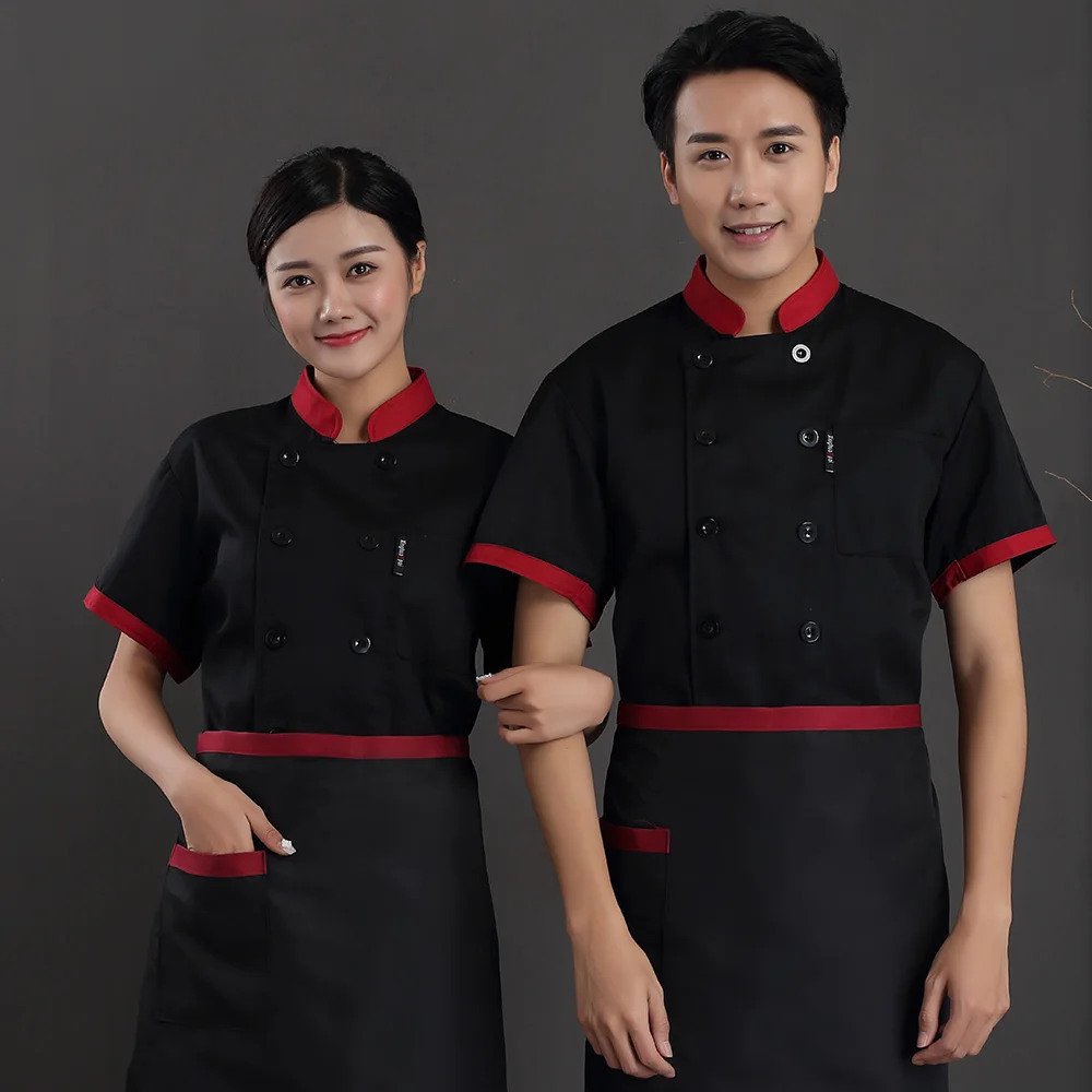 Унисекс с коротким рукавом шеф-повара пальто Ресторан Обслуживание еды Униформа