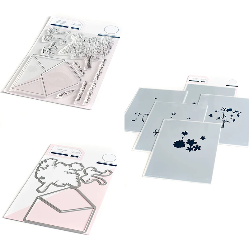 Новинка 2022 года прозрачный штамп с цветами и конвертом металлические Вырубные