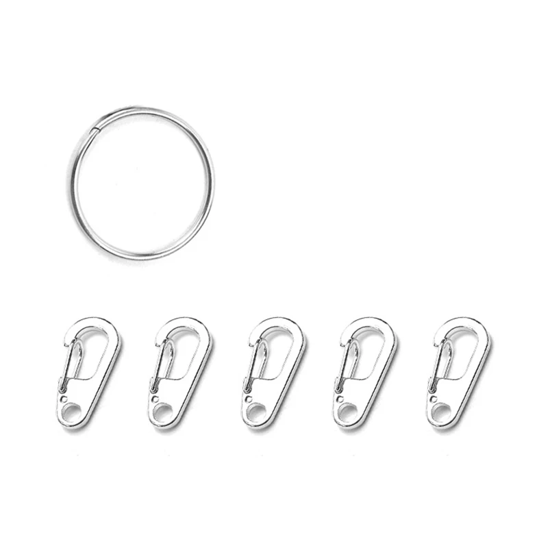 Карабин для ключей металлический черный/серебристый 5 шт. товары бижутерии