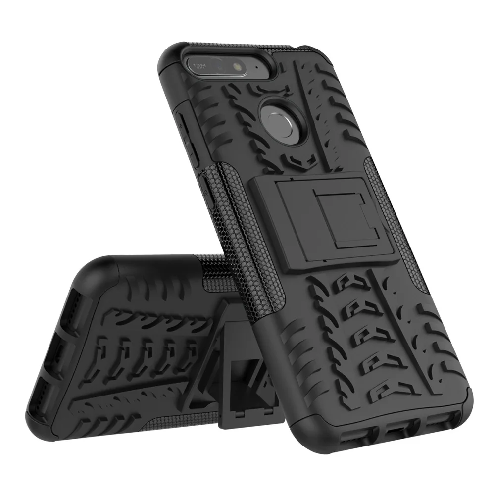 black armor case Чехол honor 7C чехол на honor 7C AUM-L41 Прочный силиконовый бампер ударопрочный доспехи противоударный жесткий накладка чехол для huawei honor 7C 7 C - Цвет: black armor case