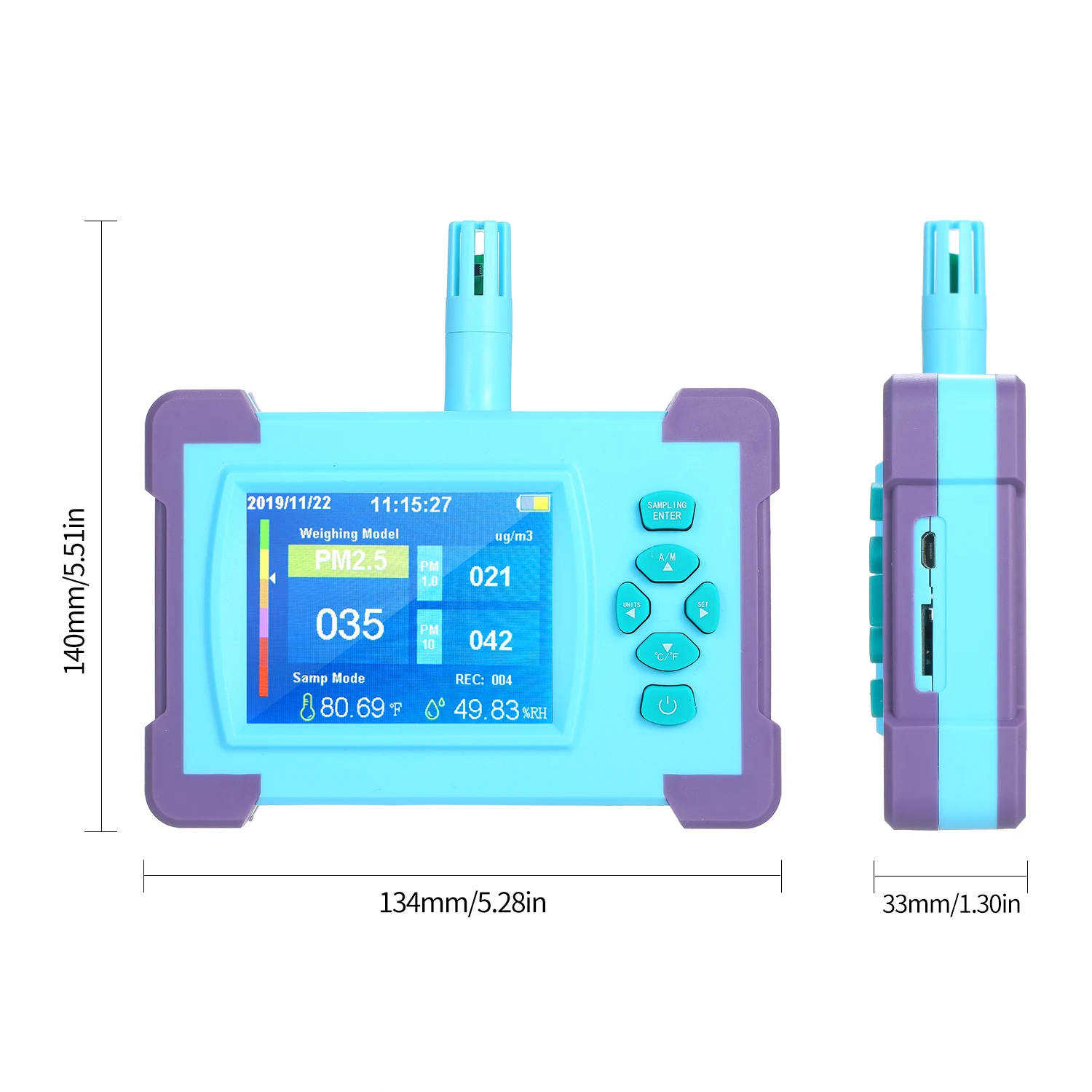 PM1.0/PM2.5/PM10 Home Air Quality Monitor Digital Gas Analyzer Rechargeable Battery Portable High-precision Sensor Detector | Инструменты