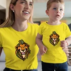 Одинаковая одежда для всей семьи, футболки с принтом короля льва, для взрослых, унисекс, всесезонные удобные модные футболки в стиле Харадзюку