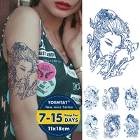 juice lasting waterproof temporary tattoo sticker beauty japanese geisha prajna flash tattoos female ink body art fake tatto men