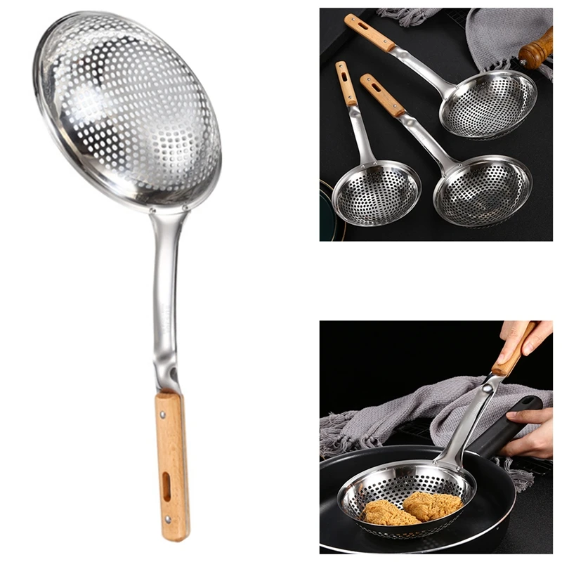 

Дуршлаг Из Нержавеющей Стали с деревянной ручкой, кухонный инструмент