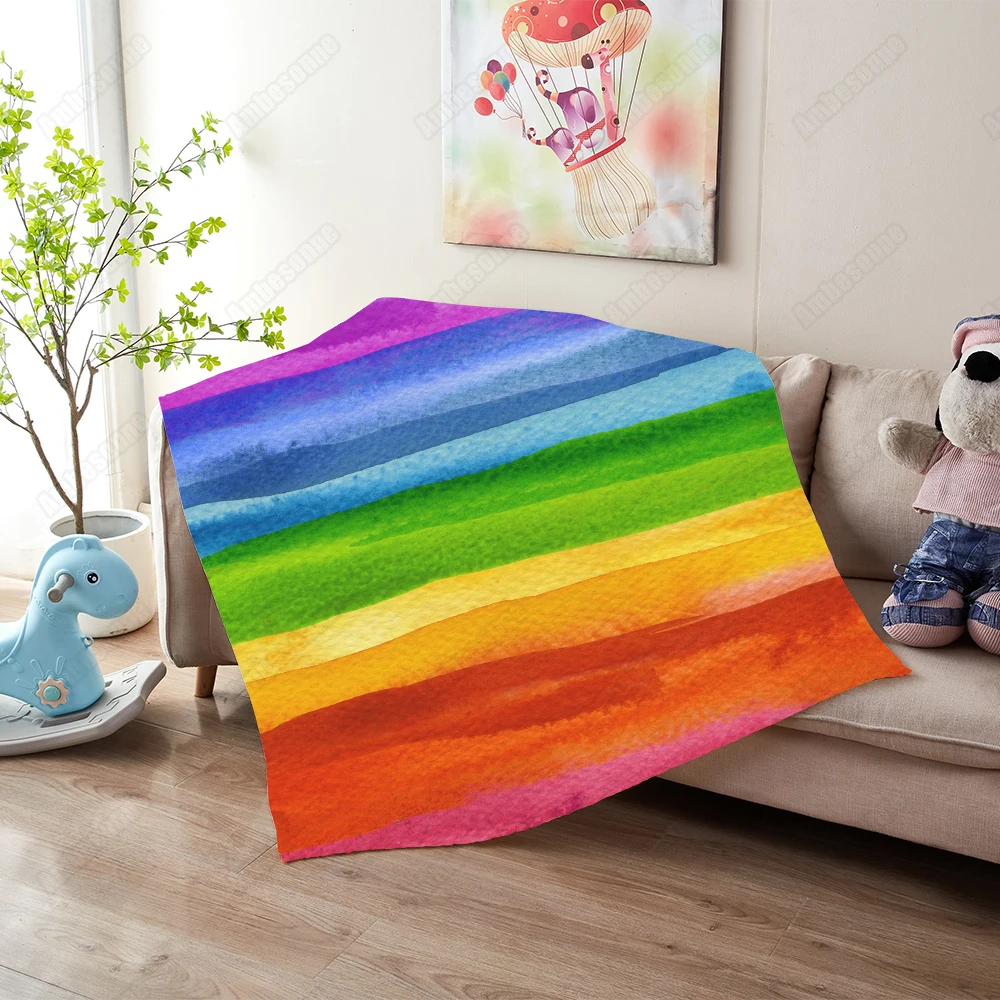 

Abstract Acrylic and Watercolor Painted Sherpa Blanket Plush Throw Blanket Print on Demand Thin Quilt for Half Time Blankets