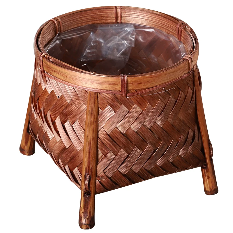 

Chinese Style Small Flower Pot Stand Indoor Rack Bamboo Woven Flowerpot Desktop Storage Semillas Plantas Garden Supplies EF50FP