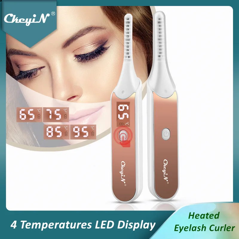 

CkeyiN Electric Heated Eyelash Curler Rechargeable 4 Temperatures 10S Quick Heating Long Lasting Natural Curling Make-Up Tool 48