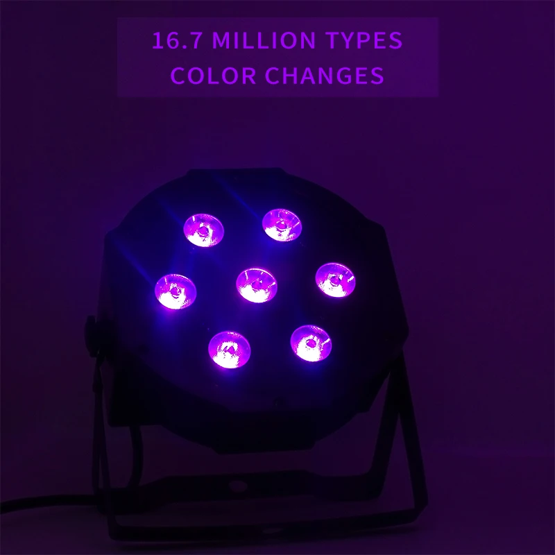Плоский светодиодный прожектор RGBW 4 в 1 8 светодиодов 7x12 Вт чехол dmx512 для дискотеки