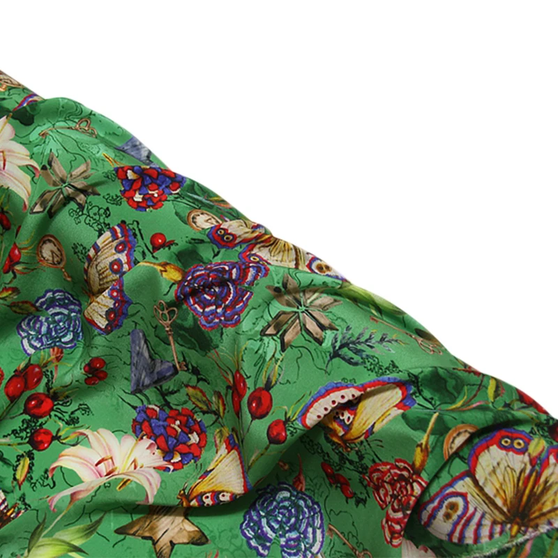

High-grade inkjet silk crepe de chine fabric16mm summer t-shirt cheongsam crepe de chine silk fabric wholesale silk cloth 140cm