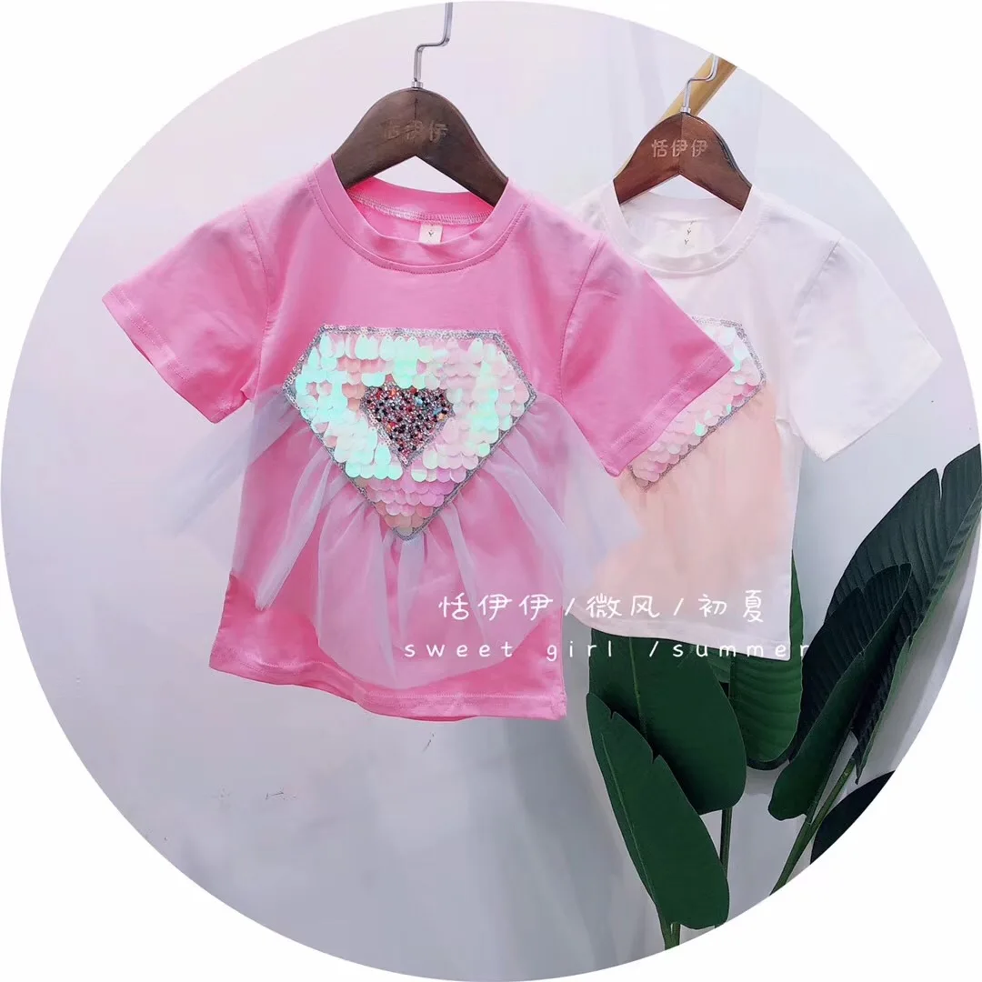 Футболка для девочек Летняя Новинка 2020 года Детская рубашка с короткими рукавами