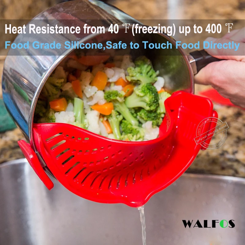 WALFOS пищевой силикон кастрюля чаша воронка ситечко кухонные ситечки для риса