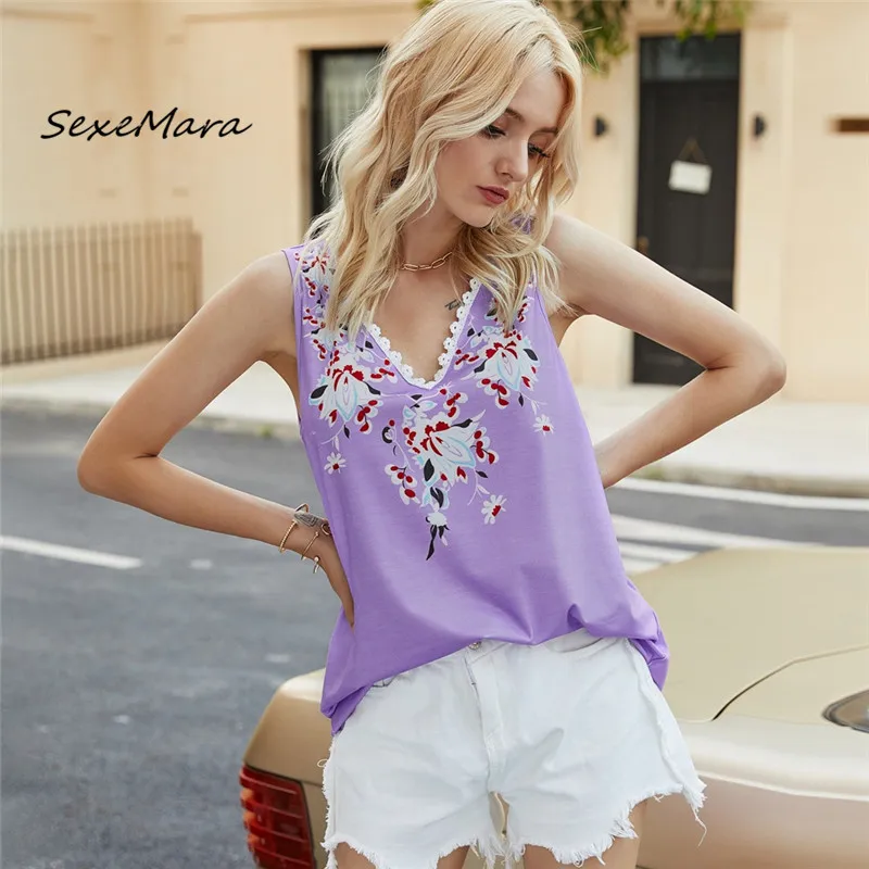 

Plus Size Women Summer Tanks 2020 Causal Fashion Print Sexy Women Tanks & Camis