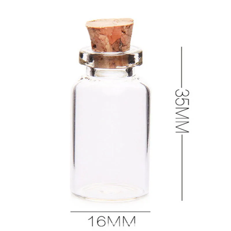 16x35mm Мини бутылка желаний прозрачные пустые стеклянные банки 10-20 шт 50 мл/20 мл/15 мл DIY Свадебные украшения подарки Дрифтинг Бутылка с пробковой пробкой - Цвет: 16x35mm