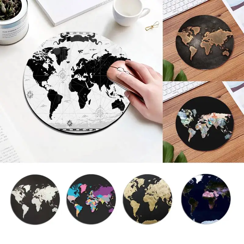 

YNDFCNB World Map Customized MousePads Computer Laptop Mouse Mat Round Mouse Pad Planet Series Mat Desktop DIY Custom desk mat
