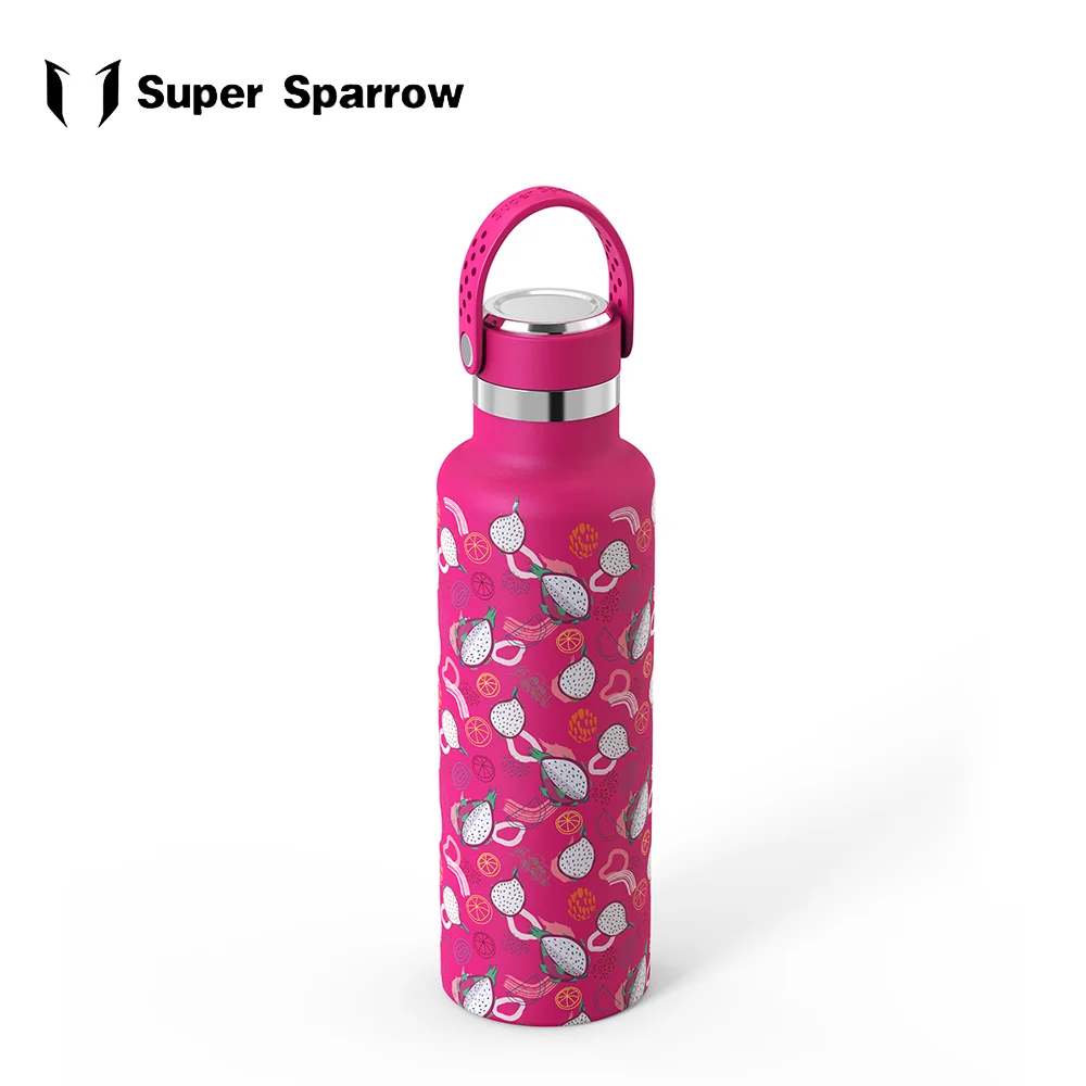 

Super Sparrow New Outdoor Portable Water Bottles Stainless Steel Thermos Pattern Mug Vacuum Flask Coffee Tea Drinking Cup Pitaya